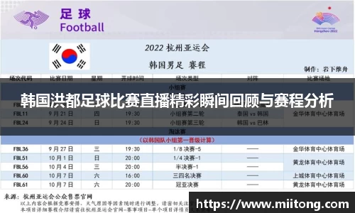 韩国洪都足球比赛直播精彩瞬间回顾与赛程分析